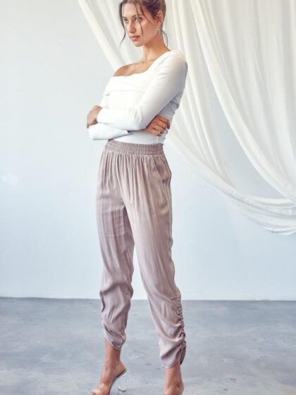 Latte Satin Joggers - FINAL SALE