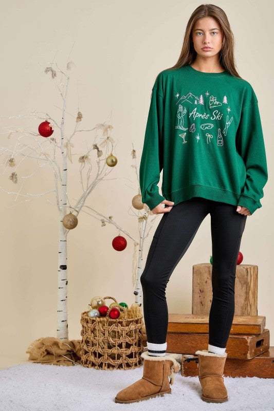 Après Ski Embroidered Sweatshirt - Green Multi - Image 4