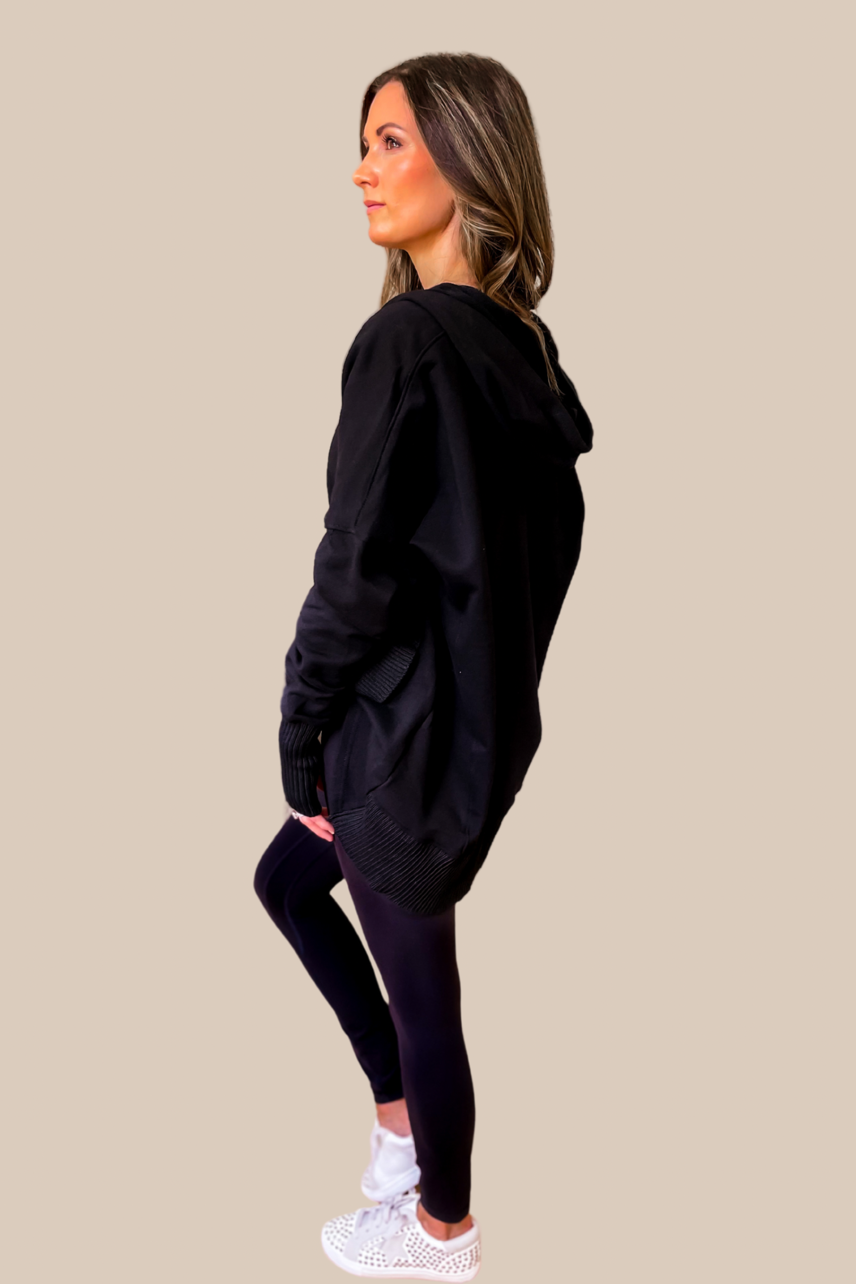 Thoughtful Cotton Pocketed Hoodie - Black - SALE - Image 2