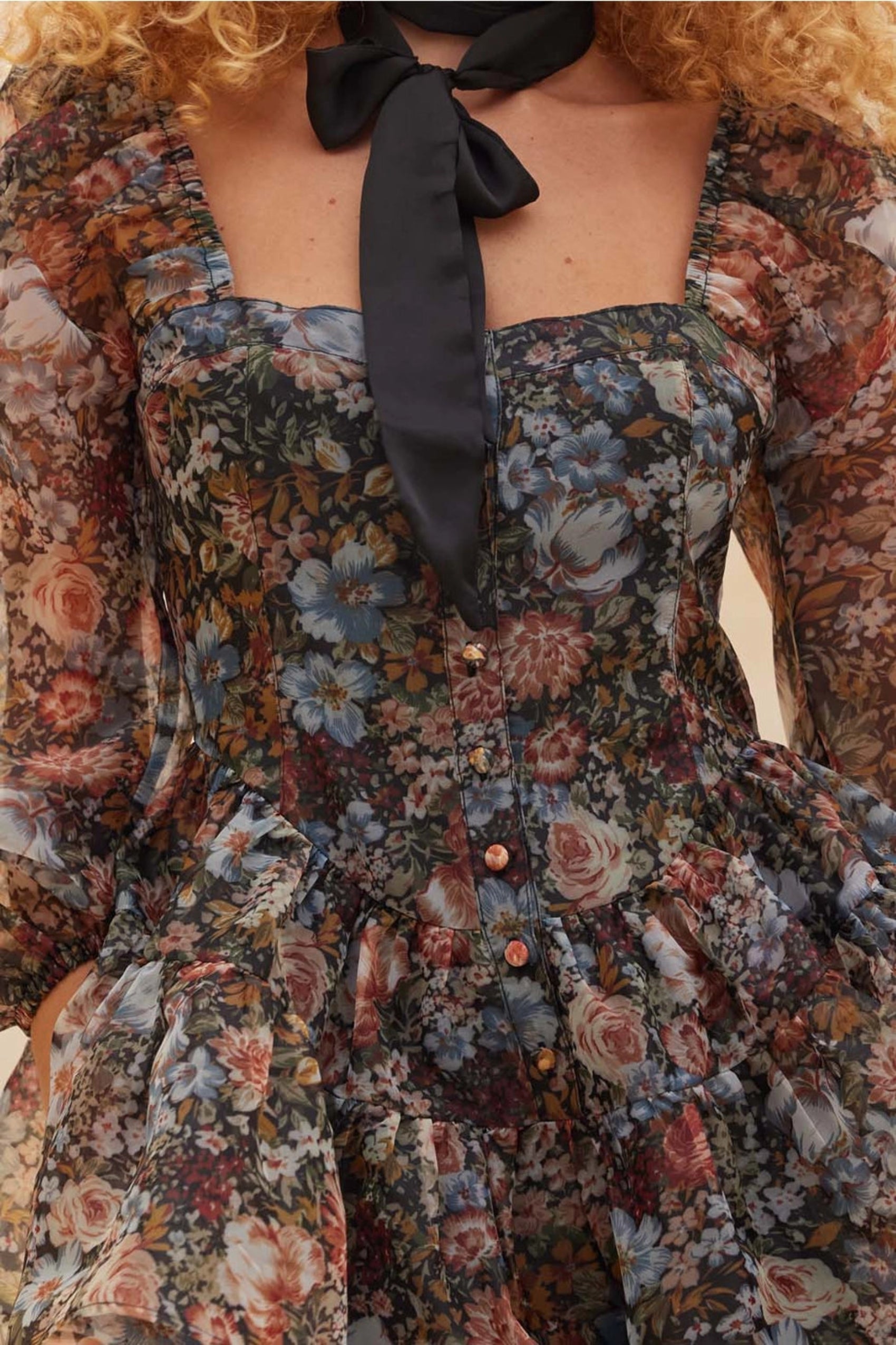 Madelyn Floral Organza Tiered Ruffle Romper - restock! - Image 3