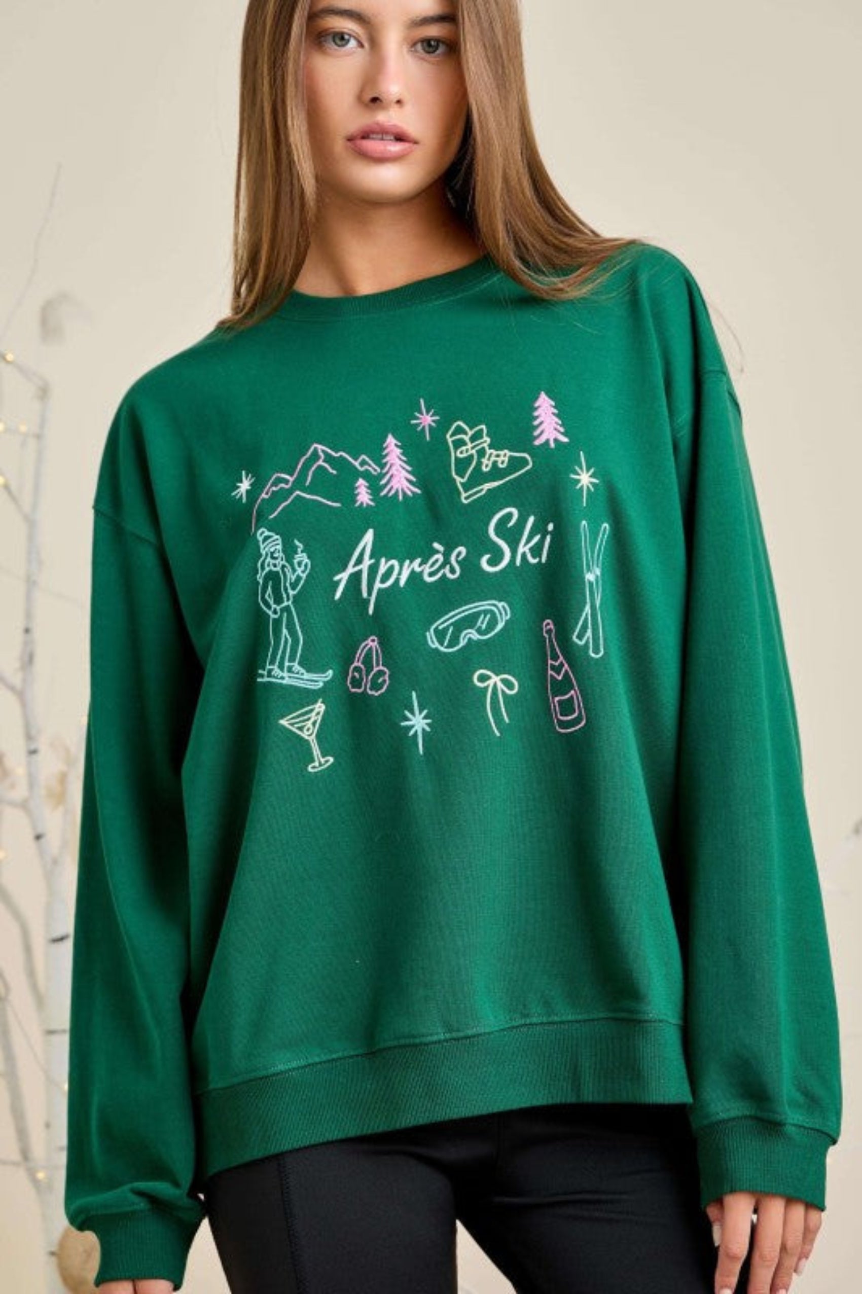 Après Ski Embroidered Sweatshirt - Green Multi - Image 2
