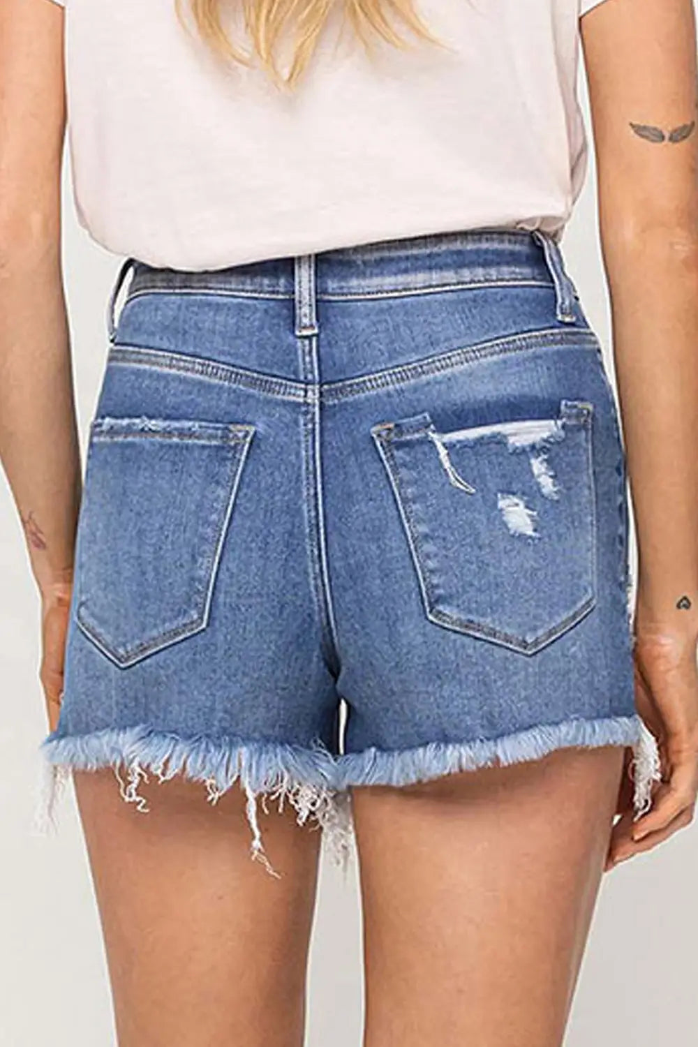Fun and Free High Rise Distressed Jean Shorts - Image 6