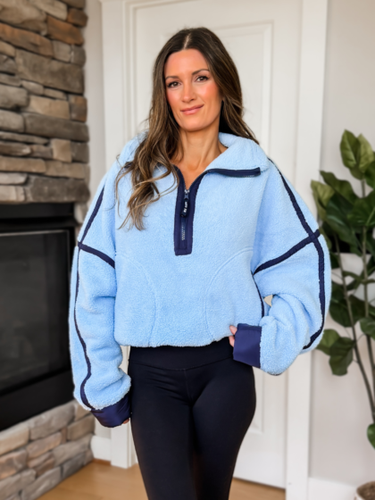Emma Half Zip Fleece Pullover - Blue