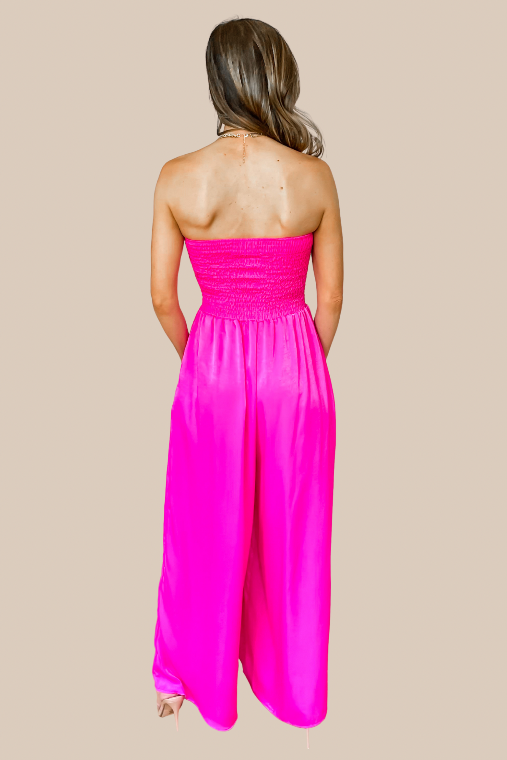 Callie Neon Fuchsia Wide Leg Jumpsuit - Image 2