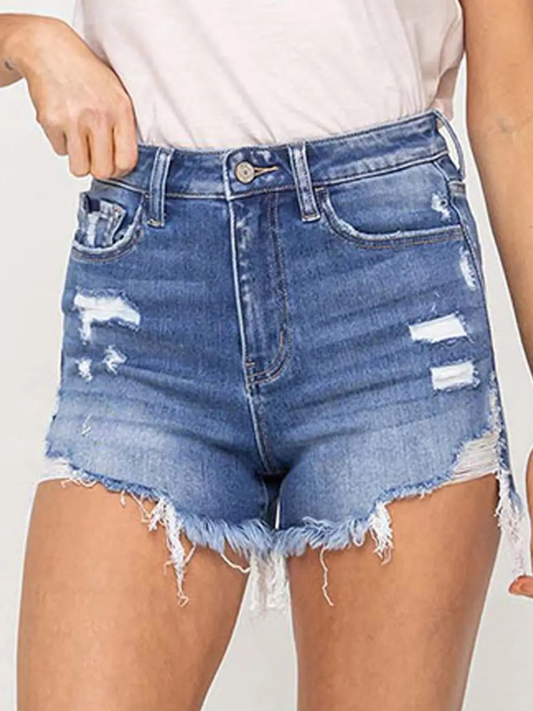 Fun and Free High Rise Distressed Jean Shorts - Image 4