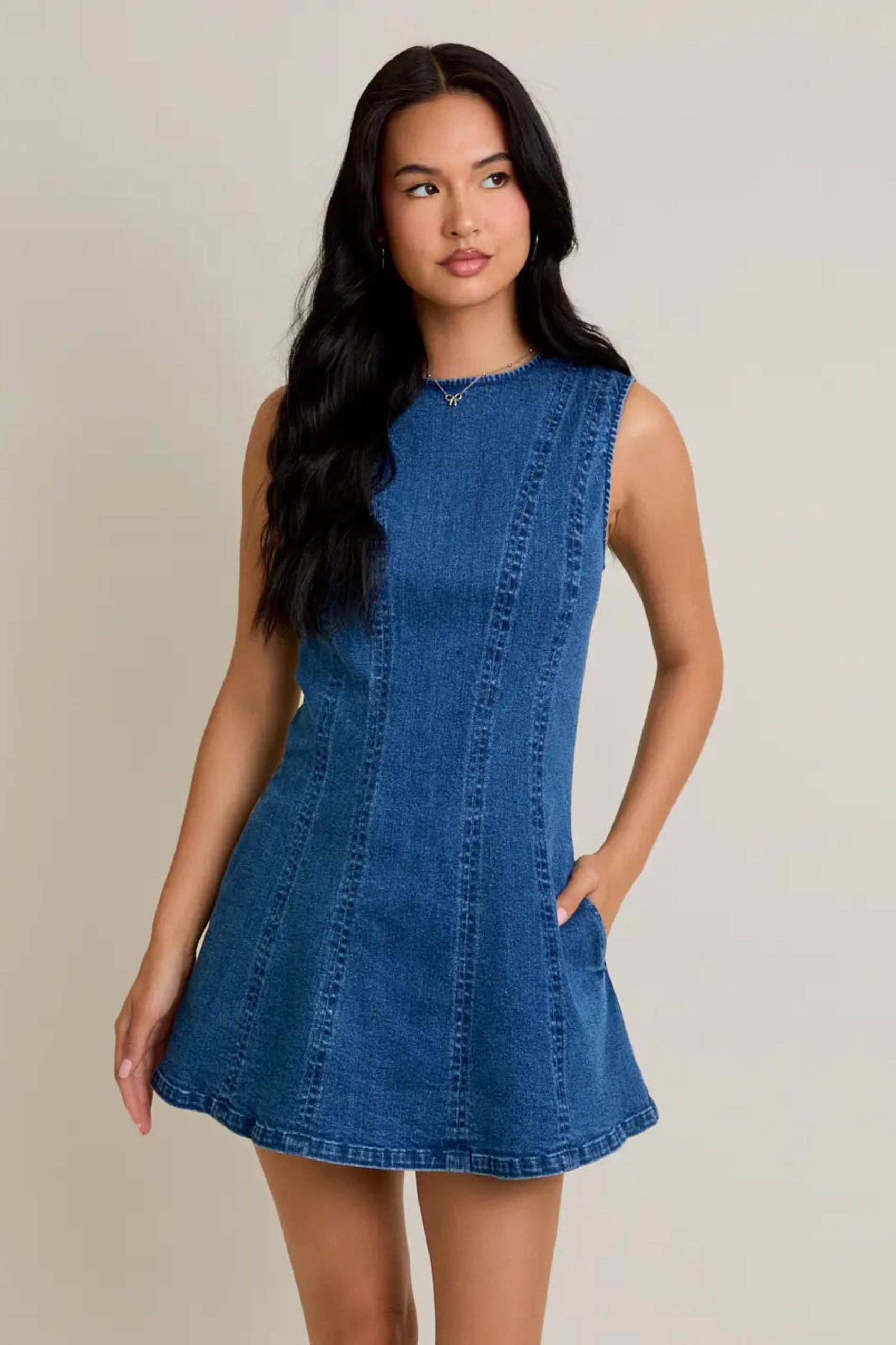 Taylor Sleeveless Denim Mini Dress - Image 4