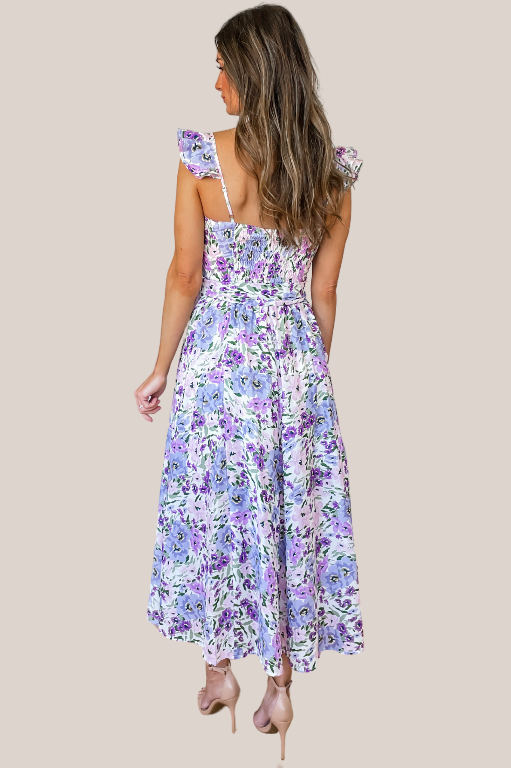 Sunday Brunch Floral Bustier Midi Dress - Lilac - Image 2