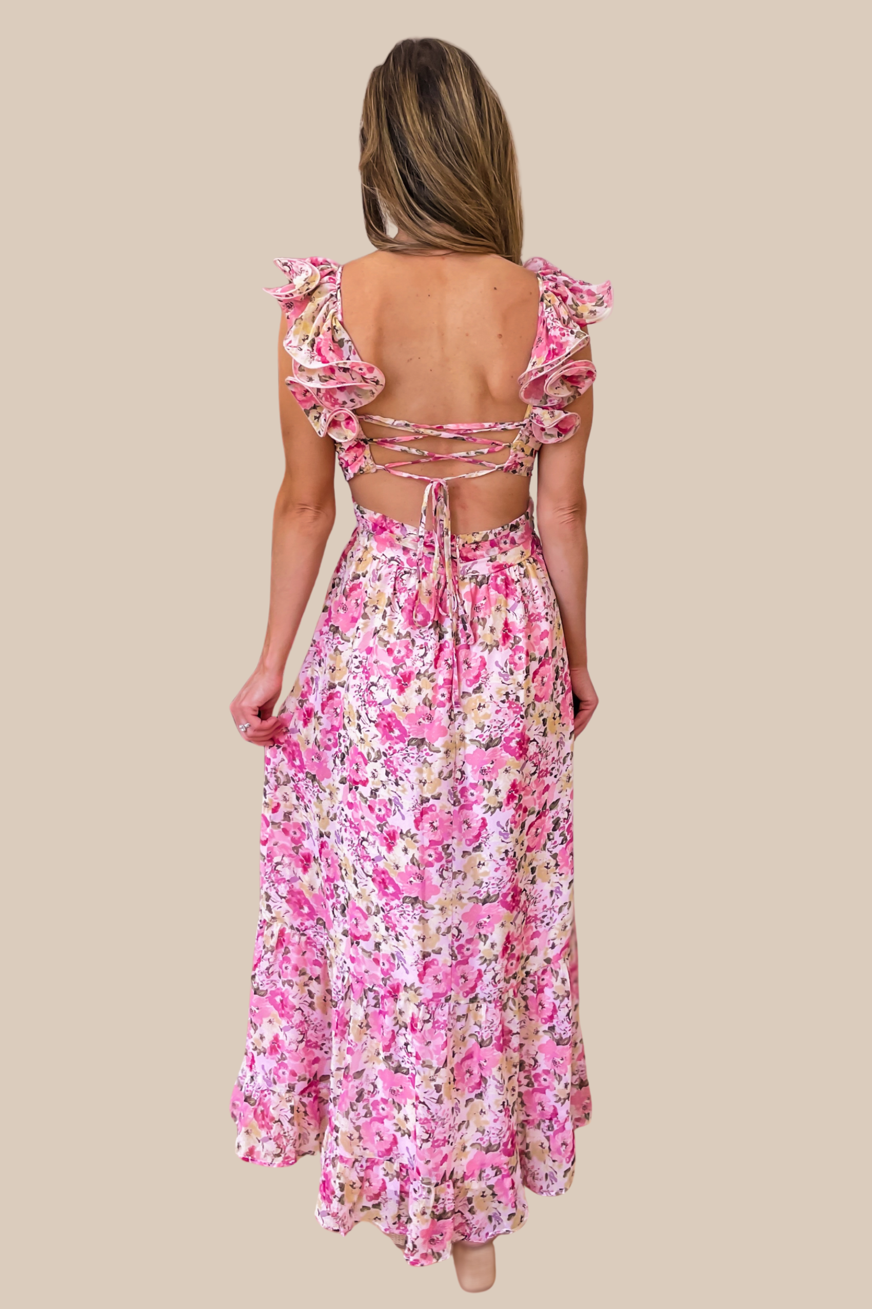 Summer Blooms Midi Dress - Pink and Yellow Floral - Image 2
