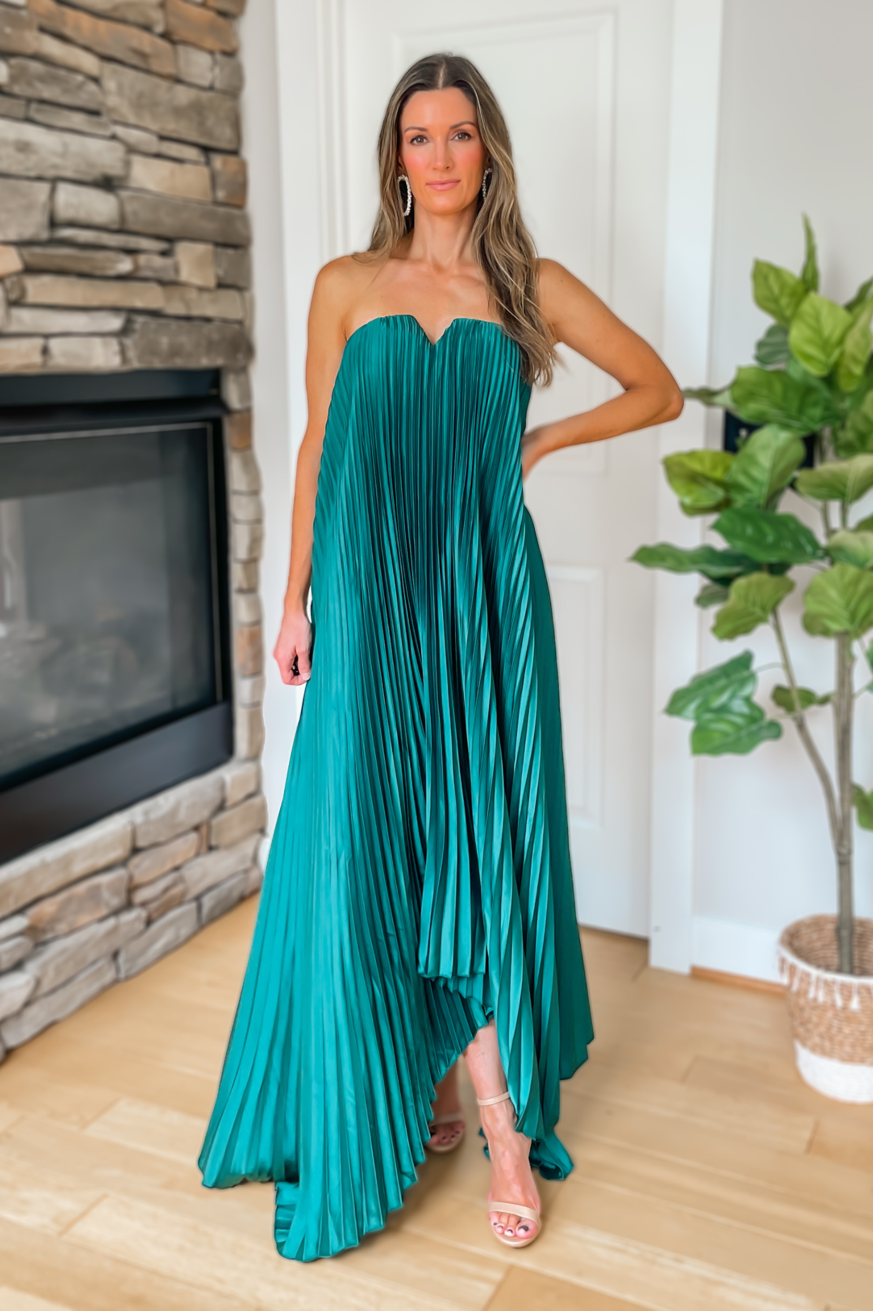Evening Glow Pleated Satin Maxi Dress – Mauve - Image 7
