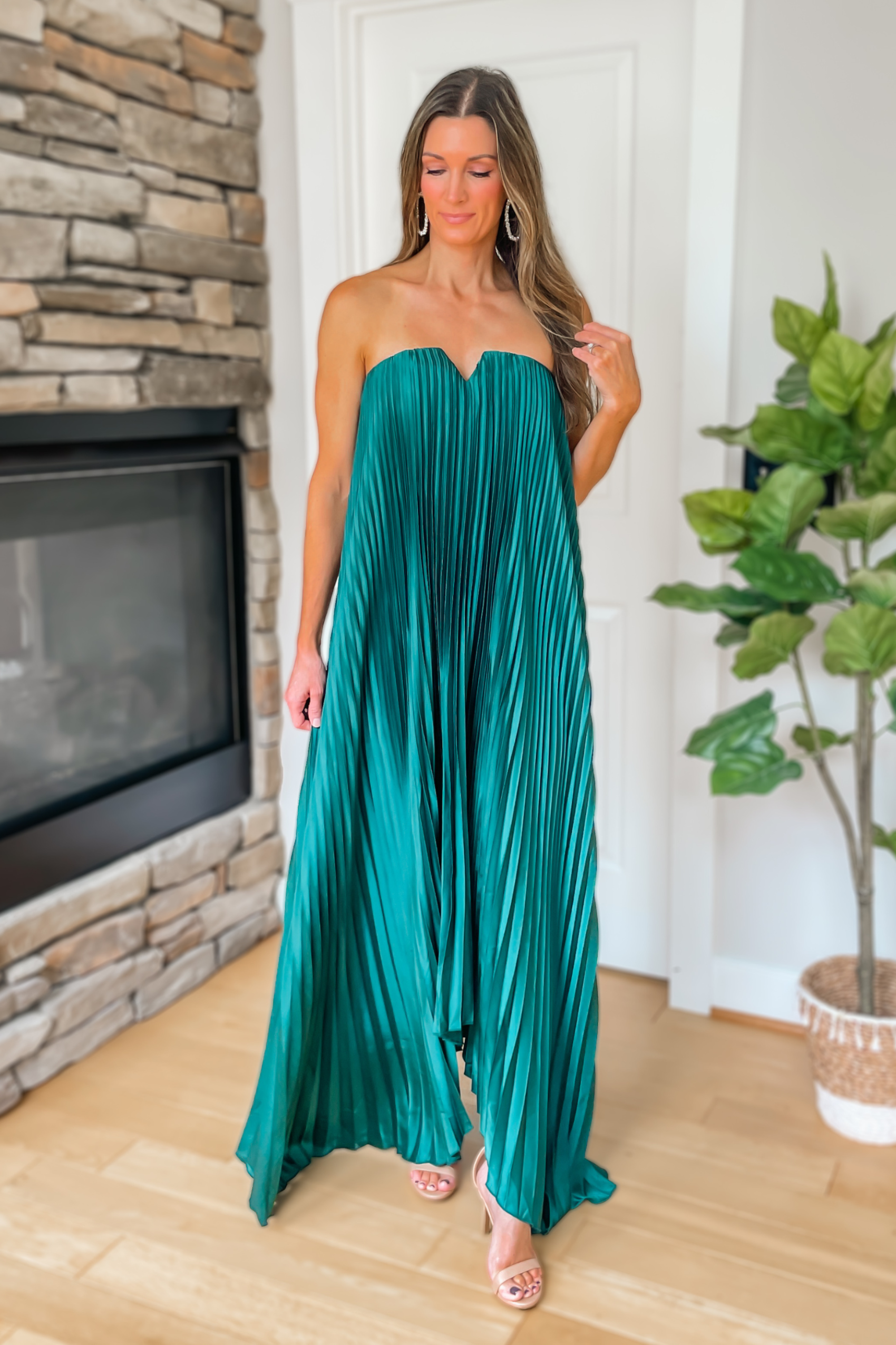 Evening Glow Pleated Satin Maxi Dress – Mauve - Image 9